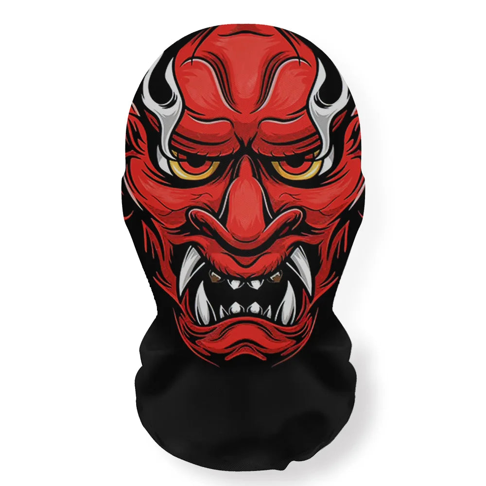 Halloween Skeleton Mask Elastic Mesh Hood Scary Party Cosplay Prop Breathable Face Cover Hood