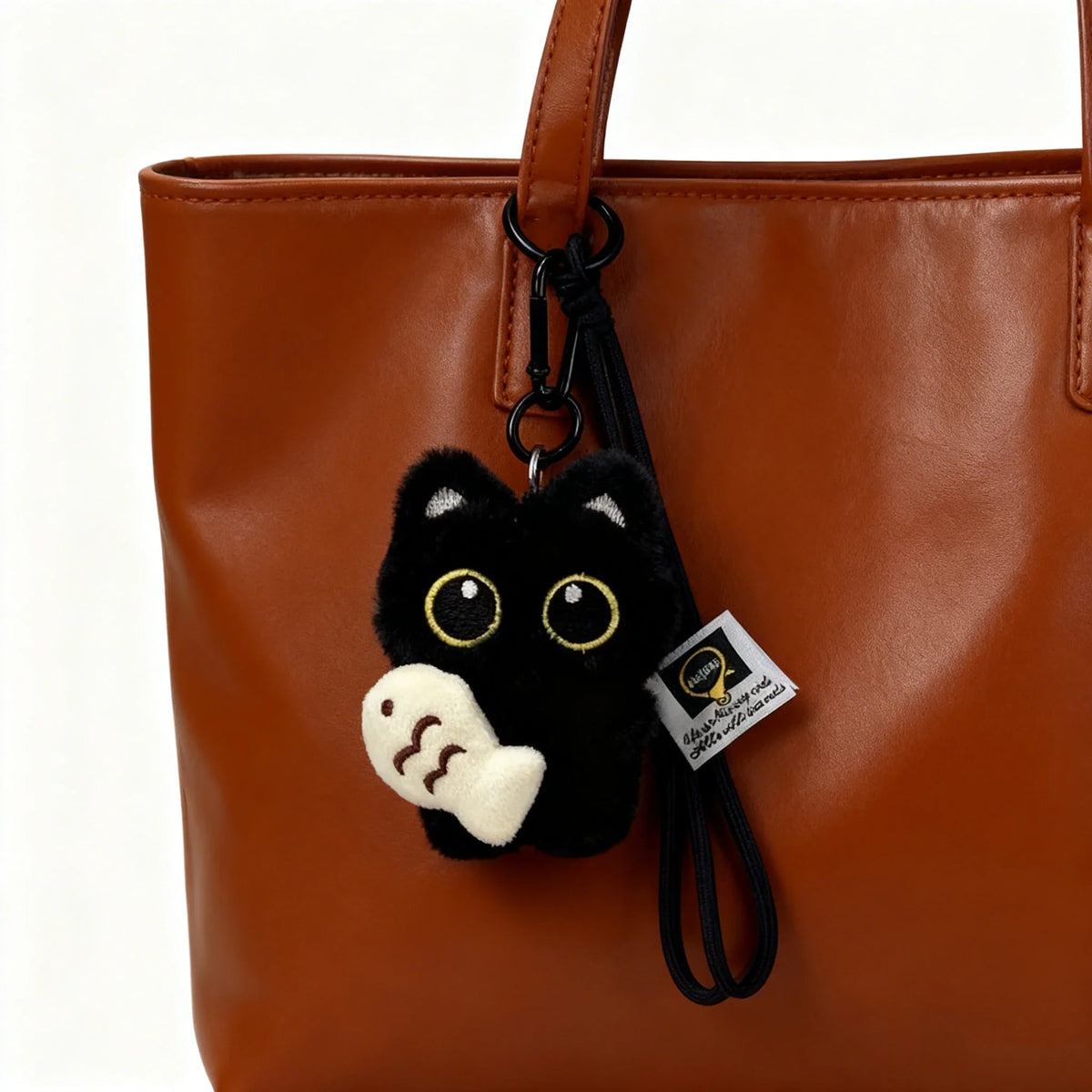 2Pcs Cool Plush Black Cat Doll Toy Keychain Bag Pendant Charms Car Keyring Accessories for Women Couples Kawaii Gift