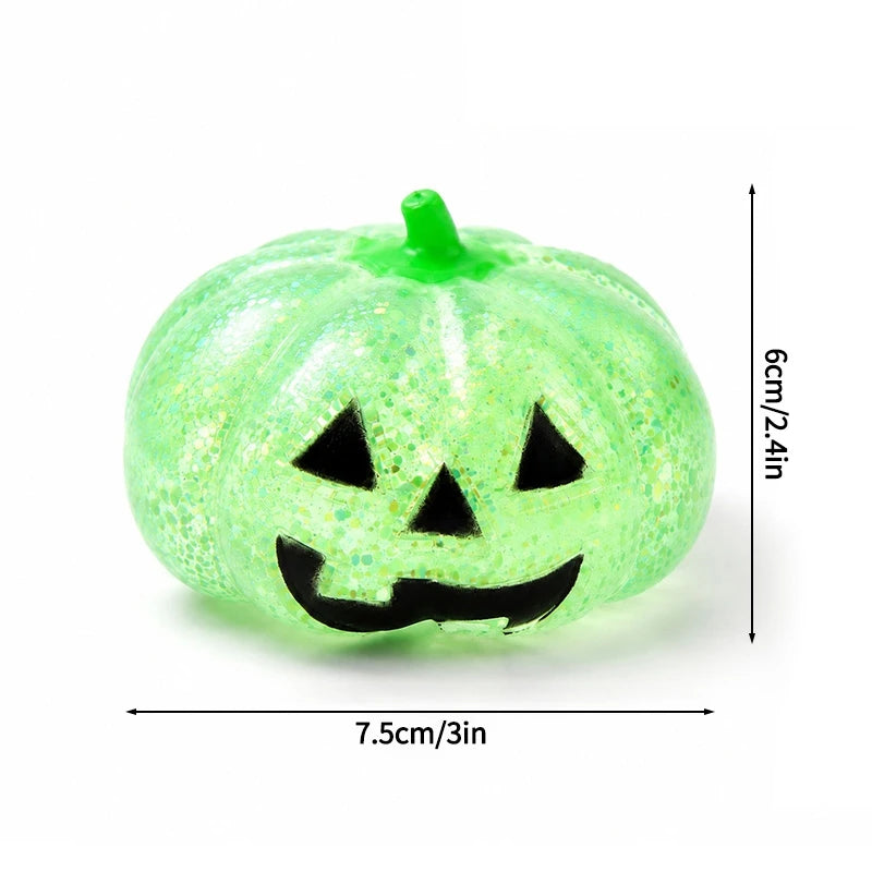2026 Halloween Maltose Squishy Sequins Glitter Pumpkin Squeeze Balls Anti-stress Slow Rebound Pinch Toy Halloween Party Favors