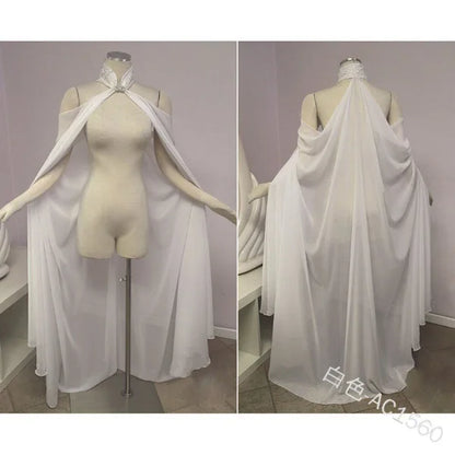 Women Medieval Shawl Cape Chiffon Gothic Wicca Robe Cosplay Dress Cloak Halloween Costume Thin Shawl Cape Stage Costume