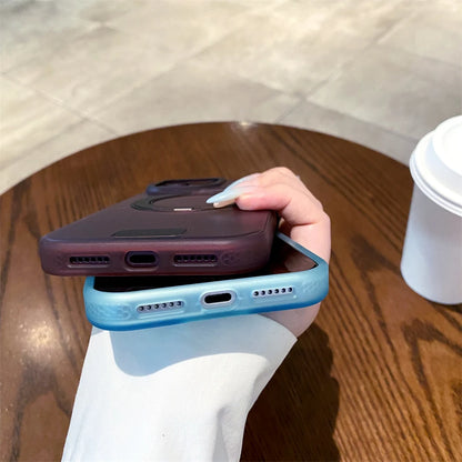 Luxury 360 Rotating Magnetic Stain-resistant Case For iPhone 17 18 Pro Max Shockproof TPU Hybrid PC For Magsafe Stand Cover
