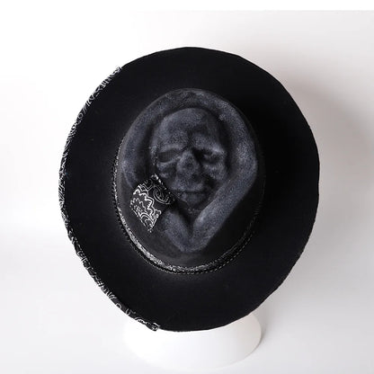 Skull Cowboy Hat Handcrafted S Halloween Hat Western-inspired For Western-themed Events Alternative Halloween Headwear. Fashion