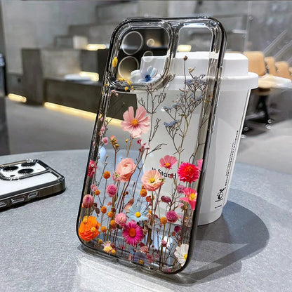 Flower Phone Case For iPhone 17 16 18 Pro Max 13 14 12 11 15 Pro Max 16e Air 7 Plus SE Shockproof Transparent Cover Soft Funda