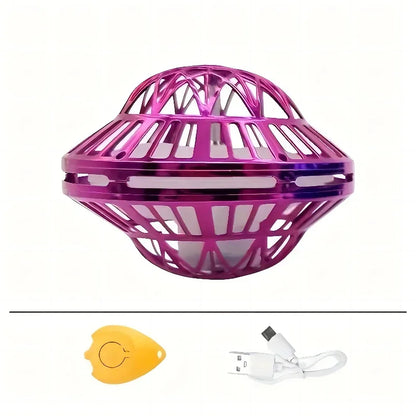 Magic Flying Spinner Ball with LED Glow Lights, 360° Rotating Gyro Hover Orb, Stress Relief Fidget Toys for Teens and Adults