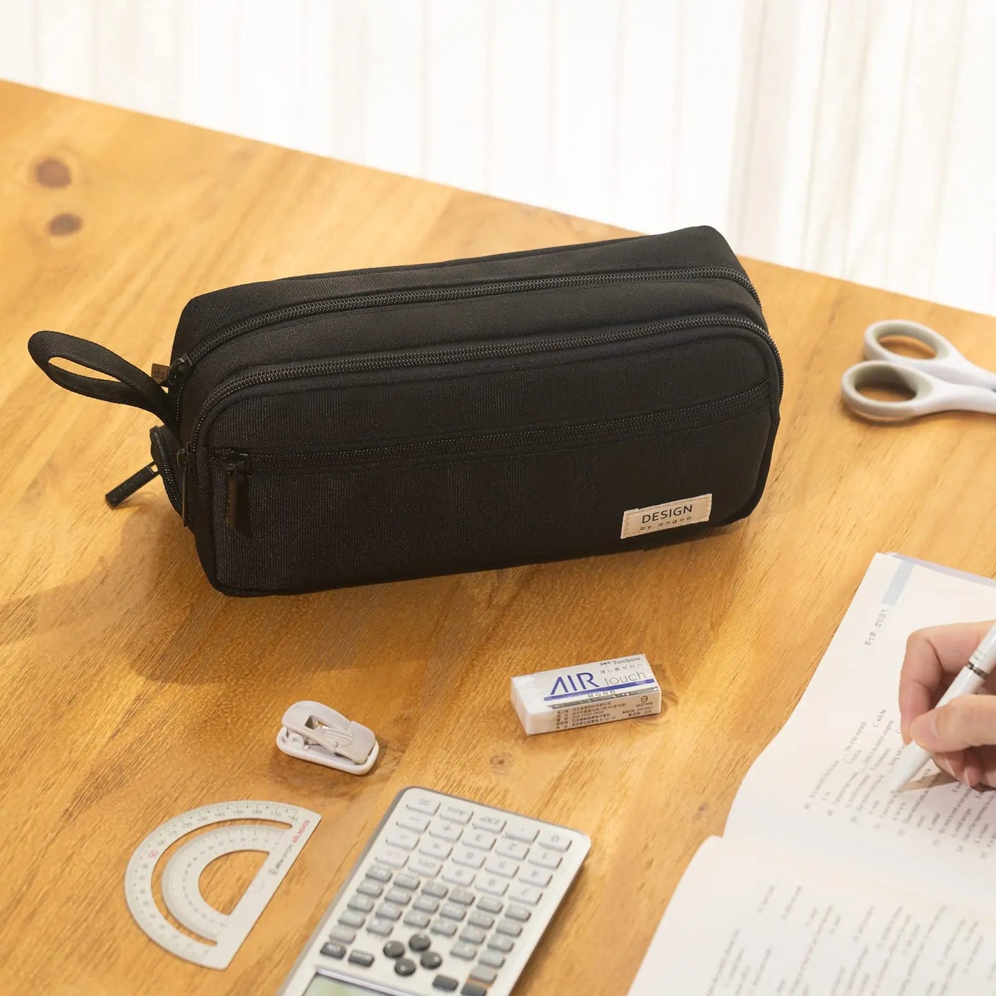 Large Capacity Multi-Functional Pencil Case Three-Layer Stationery Box for Elementary School Students Storage Bag Cross-Border