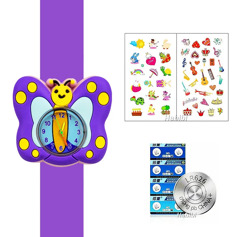 Boys Girls Watches Baby Kindergarten Party Gift Children Study time Toy Wristwatches Slap Bracelet Clock Cartoon Kids Watches
