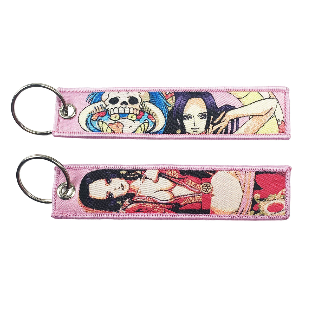 One Piece Anime Key Chains with Cute Jet Manga Embroidery Fashion Key Tag for Jewelry Accessory Key Ring Holder Gift Anime Fans