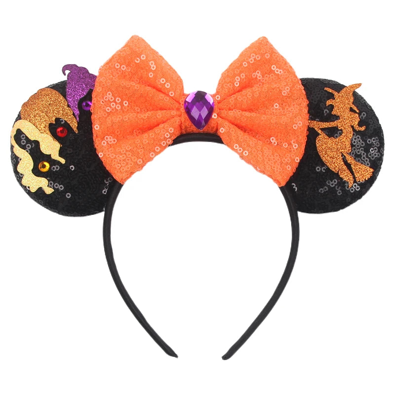 2026Latest Mickey Minnie Ear Headband Sequin Bows For Girl Adult Kids Halloween Party Cosplay Hair Accessories Princess Hairband