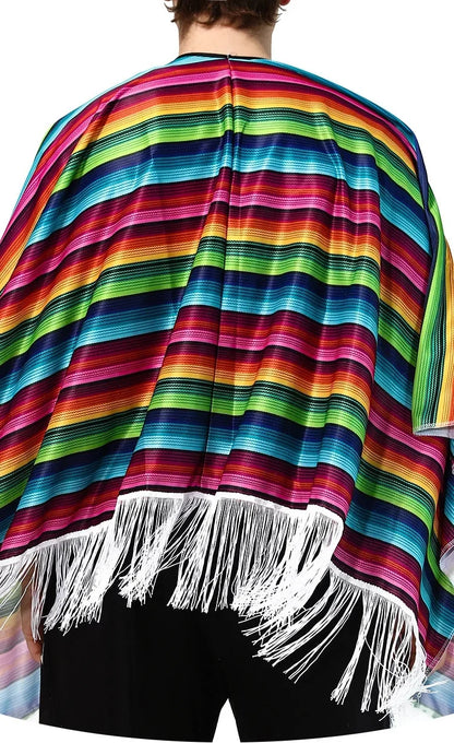 Ethnic Cloak Mexican Poncho Men Women Costume Cosplay Festival Party Adult Mexican Colorful Striped Folk Cape Christmas GiftEthn