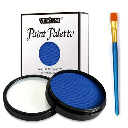 30g Water-Activated Monochromatic Face & Body Paint Coloring with brush Cosmetic Face Paint Halloween Party Body Painting Makeup