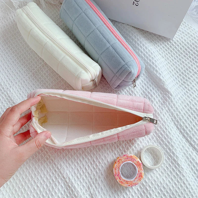 Kawaii Pencil Case Creative Pillow Bag Large Capacity Short fluff Bag for Girls School Supplies Stationery Box Cosmetic Bag