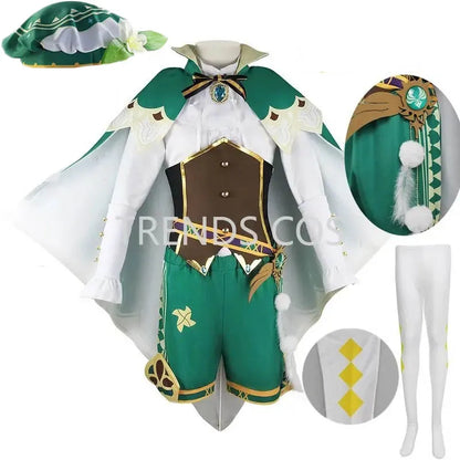 Venti Cosplay Costume Vest Shorts Hat Stockings Venti Outfits Barbatos Wendi Windy Outfits Anime Comic Con