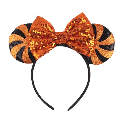 2024 Halloween Mouse Ears Headband Sequins Bow Hairband For Women Featival Party DIY Hair Accessories Boutique