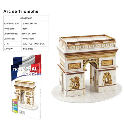 3D World-famous Architectural Puzzle Big Ben Pisa Tower White House Kindergarden Toy Children Classroom Handmade Gifts Jigsaw