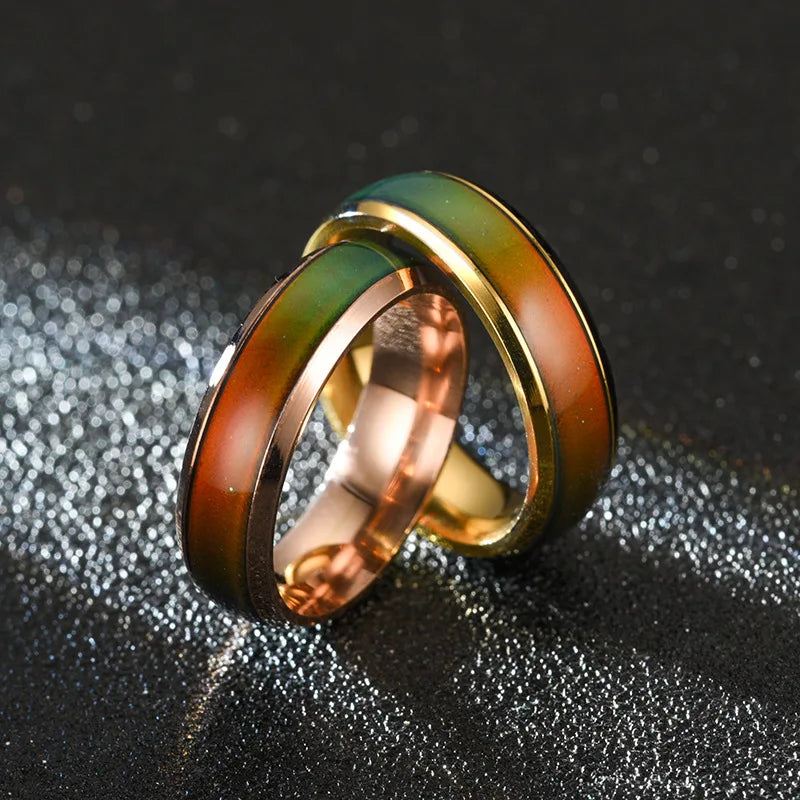 6MM Changing Color Stainless Steel Rings For Women Mood Emotion Feeling Temperature Ring Men Couples Fashion Jewelry Gift