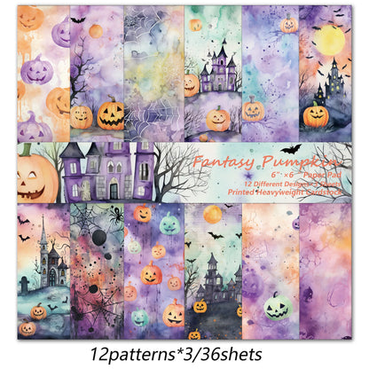 36sheets Writable Watercolor Halloween Scrapbook Paper Pads,Perfect for Arts Crafts,Journal Supplies,Arts Crafts,Scrapbooking