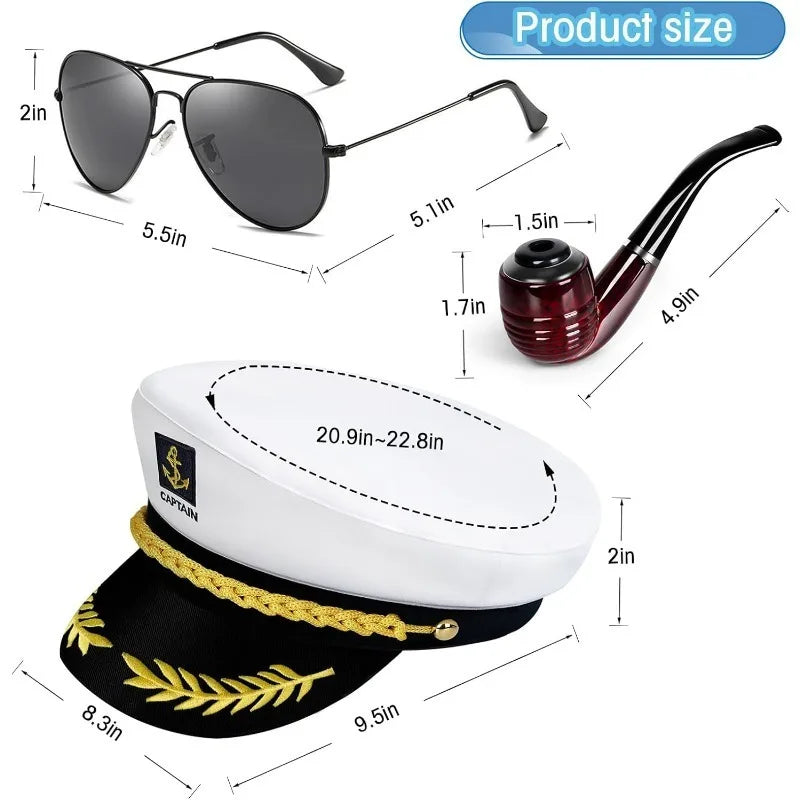 Sailor Hat for Adults – Captain Hat Costume Accessory for Men and Women, Ideal for Halloween, Cosplay, Yacht Parties