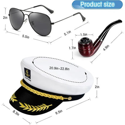 Sailor Hat for Adults – Captain Hat Costume Accessory for Men and Women, Ideal for Halloween, Cosplay, Yacht Parties