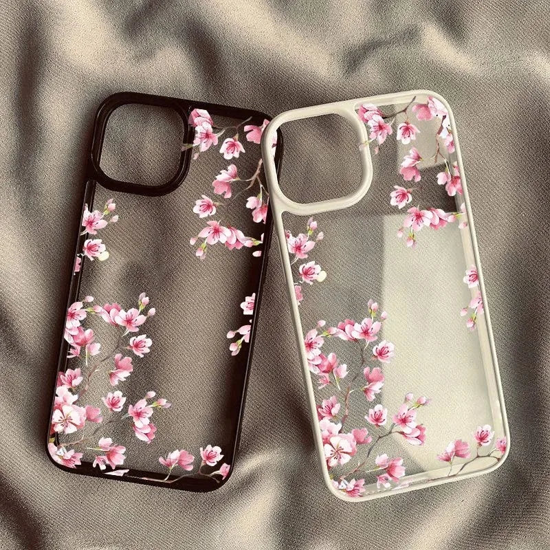 Pink Magnolia Flower Phone Case For iPhone 18 Pro Max 17 16 15 14 13 12 11 7 8 Plus Air Plum Blossom Shockproof Clear Hard Cover