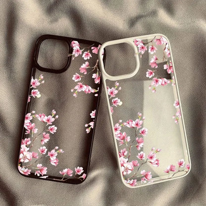 Pink Magnolia Flower Phone Case For iPhone 18 Pro Max 17 16 15 14 13 12 11 7 8 Plus Air Plum Blossom Shockproof Clear Hard Cover