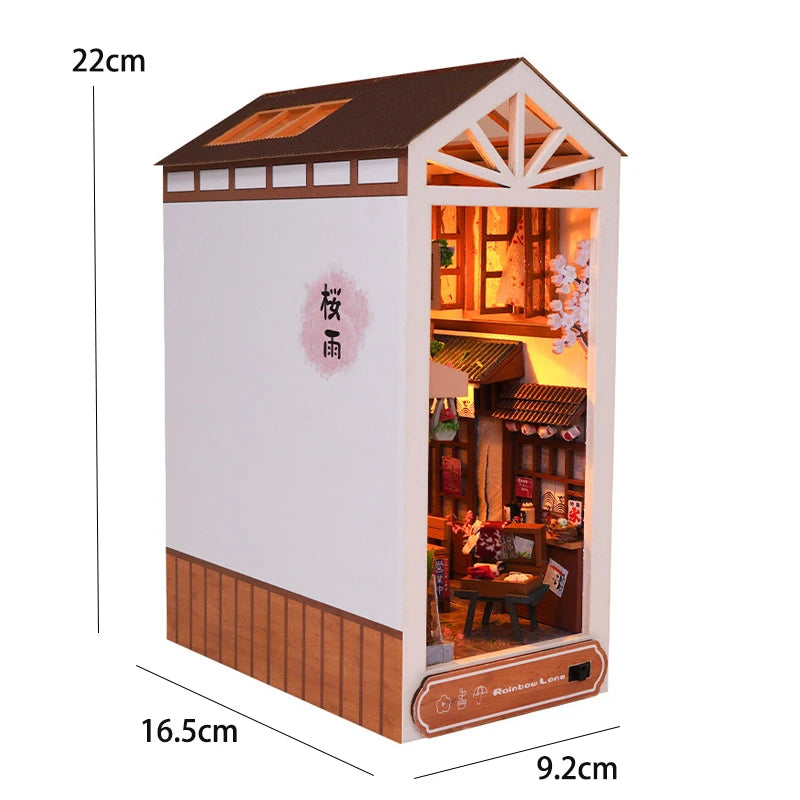 DIY Book Nook Insert Kits Wooden Doll House Building Kit Magic House Casa Bookend With Furniture Bookshelf Home Decoration Gift