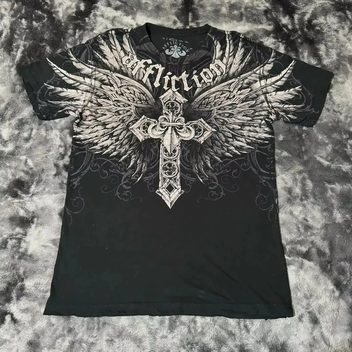 90s affliction Hip Hop Skull Graphic t shirts Men Streetwear Goth Tops Men Clothes Casual Gothic Oversized Long Sleeve T shirt