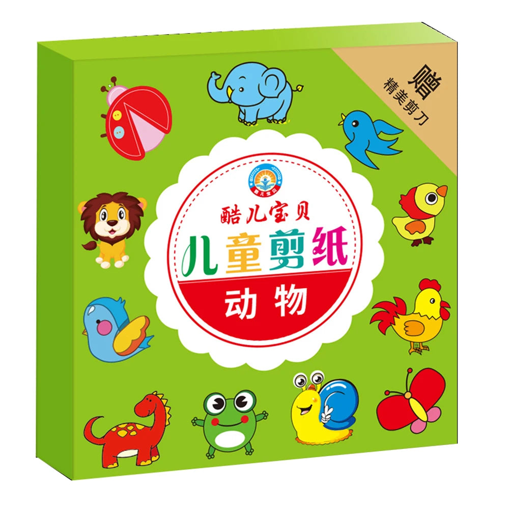 96-Piece Children's Scissors Skill Activity Set - Includes Paper-Cutting Tools, Safe Children's Scissors, Suitable for Origami, Fine Motor Training, Animal Patterns, Fruit Themes, and Transportation Designs Improve Hand-Eye C