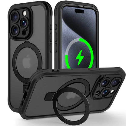 Case for iPhone 16/15/14/13 Pro Max 16 15 14 Plus, Built-in PET Screen Protector with Ring Holder Kickstand, Full Body Cover