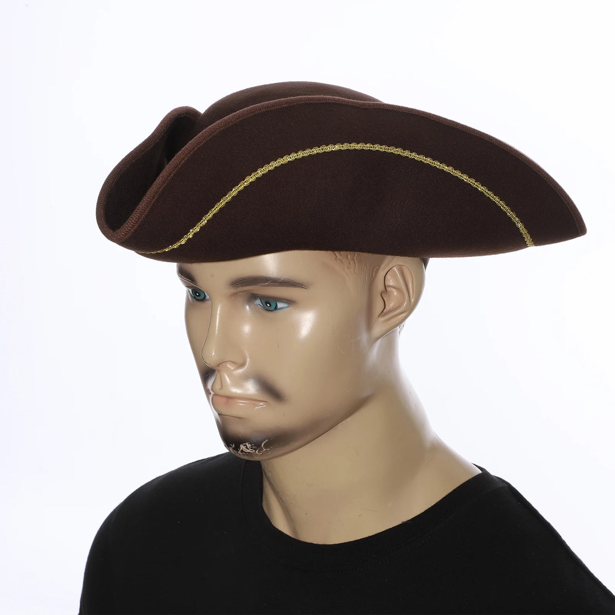 Black Brown Pirate Hat Caribbeans Tricorn Pirate Hat Halloween Cosplay Captain Hat Cap Jacks Sparrows Hat Masquerade Headgear