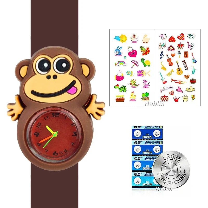 Boys Girls Watches Baby Kindergarten Party Gift Children Study time Toy Wristwatches Slap Bracelet Clock Cartoon Kids Watches