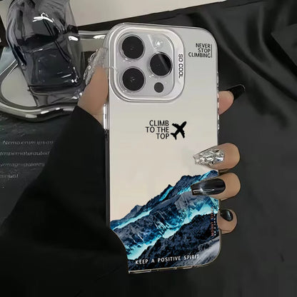 Mountain Peak Aircraft Phone Case for IPhone 18 17 16 14 15 11 12 13 Pro Max 15 16 Plus Air 18promax Shockproof Sunset IMD Cover