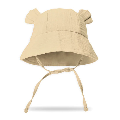 INS Summer Baby Solid Color Gauze Basin Hat New Rabbit Ear Fisherman Hat for Kids Sun Hat