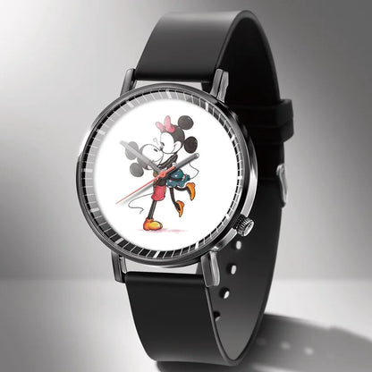 Disney Mickey Minnie Mouse Girl  Boy Children's Kids Watch Women Cute Male Female Couple Wrist Watches Birthday Gifts