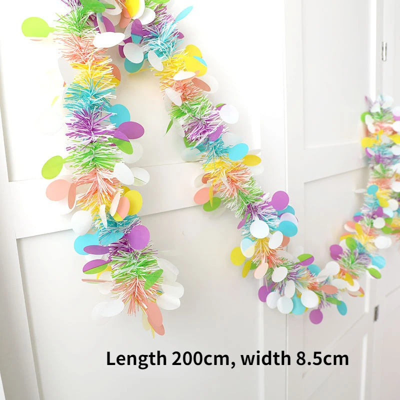 Lush 70.8" Faux Eucalyptus Garland With White Flowers - Perfect For Home & Holiday Decor, Wall Hanging, Yard, And Party Accents