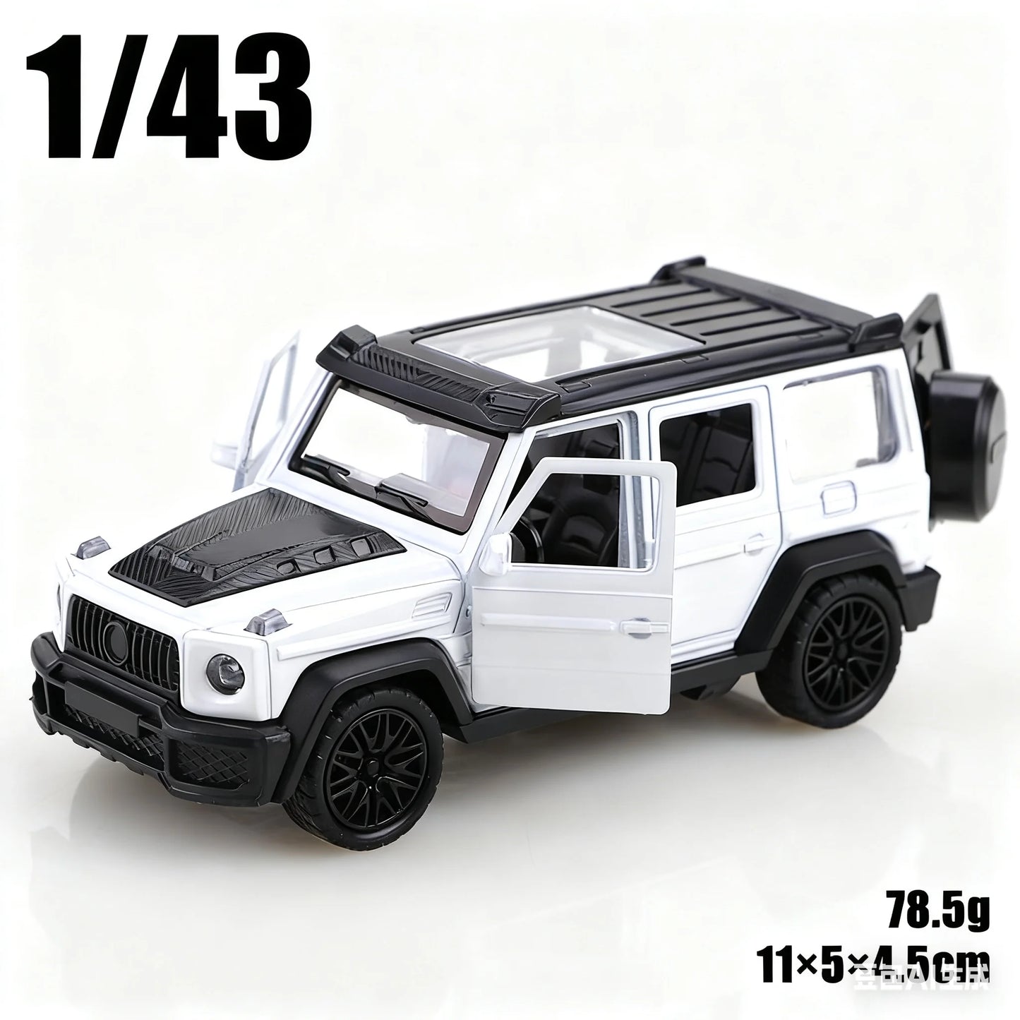 1/43 Scale Die-Cast Metal New Little G Pullback Off-Road Vehicle, Three-Door Alloy Model, Boy's Toy, Decoration