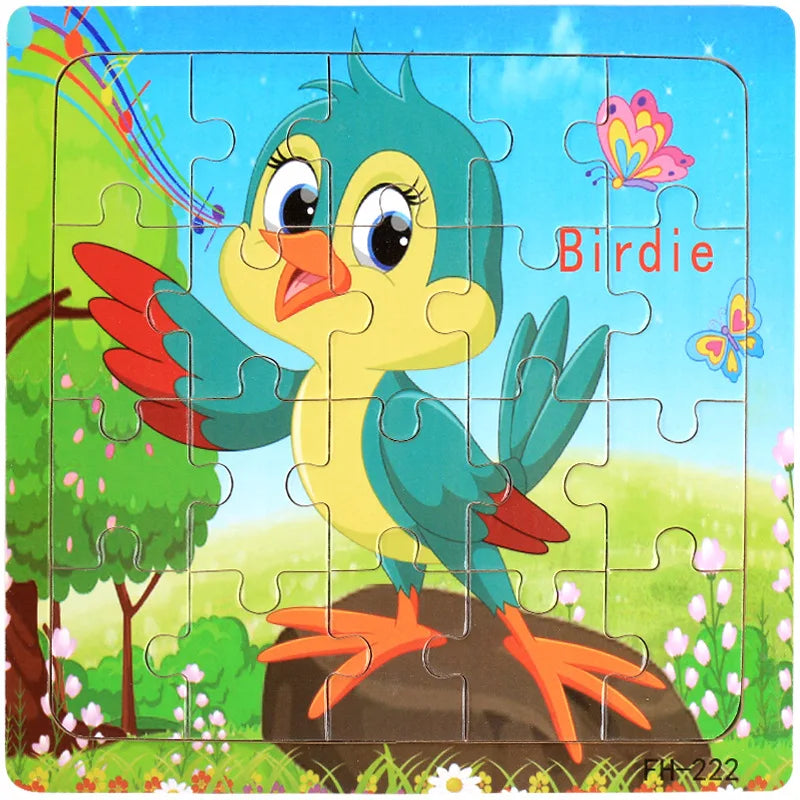 20piece Wooden Puzzle Cartoon Animals Car Letter Number Pattern Jigsaw Puzzles Game Kids Educational Learning Toys for Children
