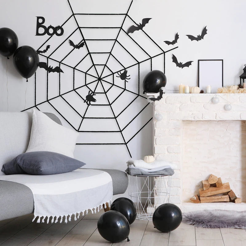 150/250cm Black White Spider Web Giant Stretchy Cobweb For Home Bar Garden Haunted House Horror Props Halloween Party Decoration