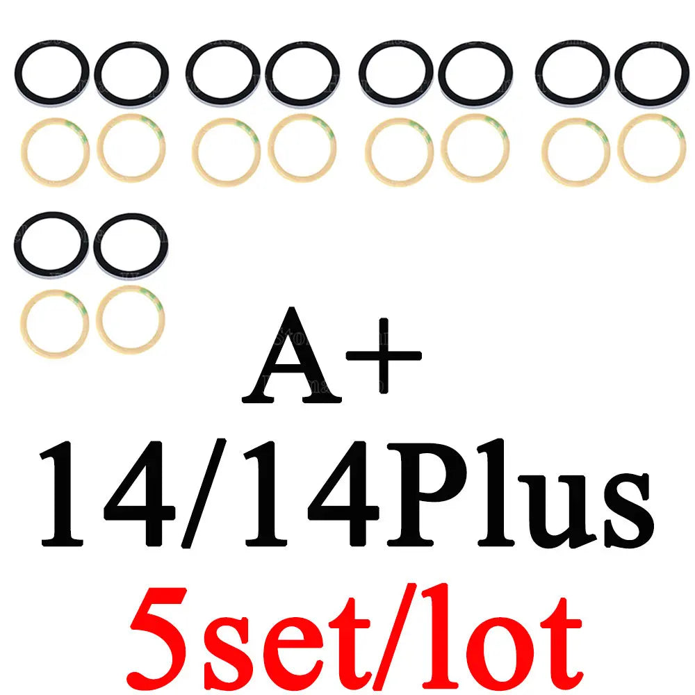 5pcs A+ Back Camera Glass for iPhone 15 Pro Max 14 13 Mini 12 11 XS Rear Camera Glass Lens Cover Holder Parts