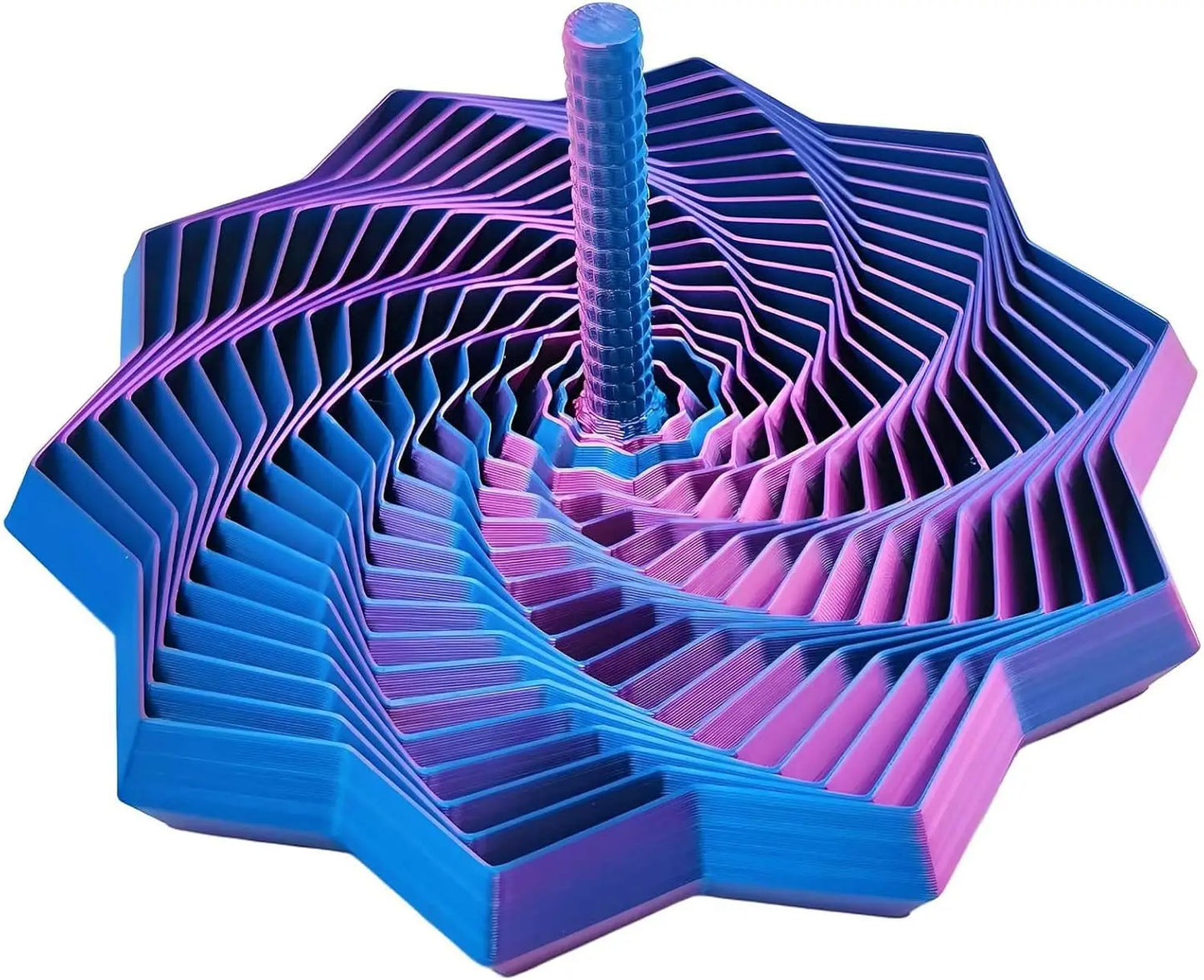 3D Printed Expanded Sensory Fidget Star,Easy-Grip Handles, Whirling Spiral Hexagon Spinner for Stress (Red and Blue,4.64in)