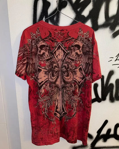 New Long sleeved Affliction T shirt Y2K Hip Hop Round Neck Oversized T shirt Mens Womens Casual Gothic Clothing Tops Streetwear