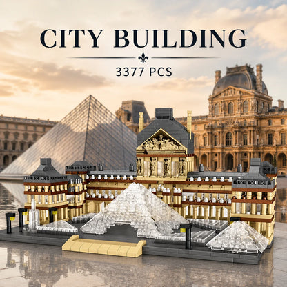 3377PCS Louvre Model Building Blocks World Famous Attractions Architectural Model Bricks Desktop Decoration Toys Gifts For Adult