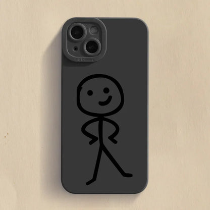 Cute Cartoon Matchman Matte Silicone Phone Case For iPhone 18 16 11 12 13 14 15 17 Pro Max XR XS X 7 8 Plus 16E Soft Back Cover