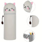 2-in-1 Expandable Silicone Pencil Case & Desk Organizer, Cute Cat Design for School Office Home, Soft Durable Stationery Storage