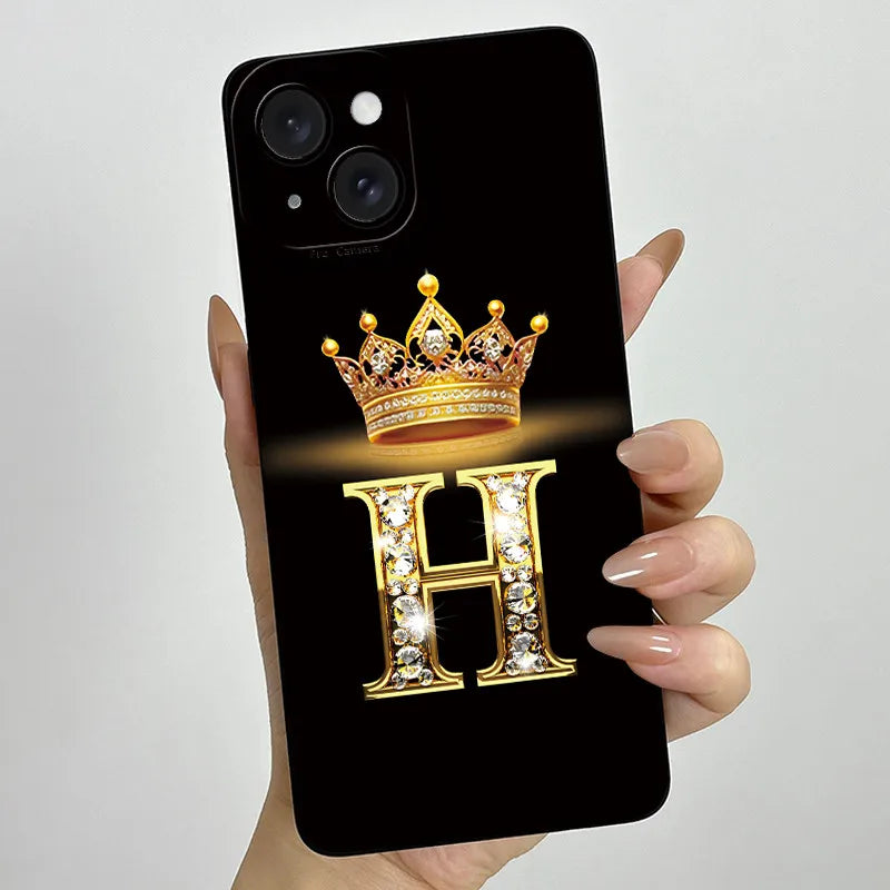 For Apple iPhone 15 Plus Case iPhone15 Pro Crown Letter Cover Soft Liquid Phone Case For iPhone 15 Pro Max iPhone15 Fundas Coque