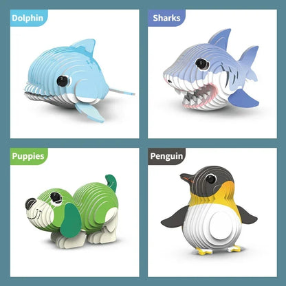 Children's 3D Puzzle Kindergarten Animal Puzzle Intelligence Early Education Toys Dinosaur Animal Model Paper 3-4-5-6 Years Old