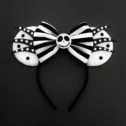 Disney leather Bat Bows Mickey Mouse Ear Headband for Adults Halloween Headwear Women Girls Cosplay Ghost Party Hair Accessories