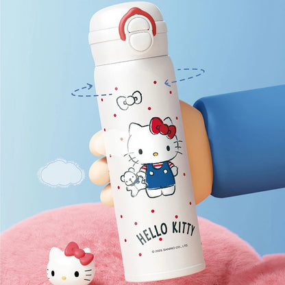 X&W Sanrio 500mL Vacuum Cup Insulated Coffee Mug Kuromi Thermos Cup 316 Stainless Steel Double Drinking Straw Cup Water Bottles