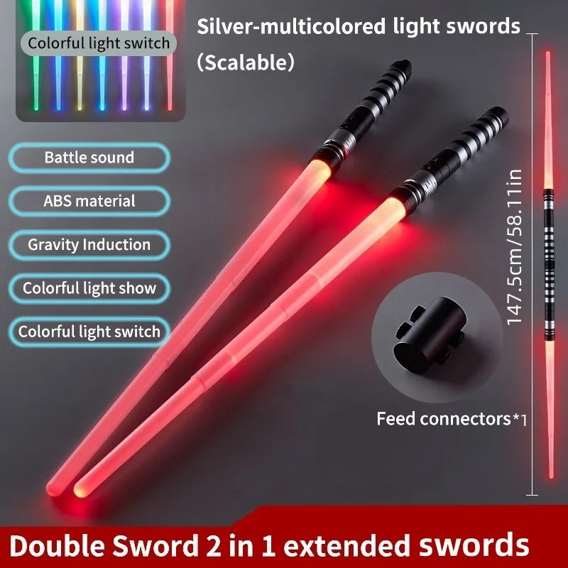 7-Color Retractable KidsA Lightsaber with Sound FX & Light Show, 2-in-1 Role-Play Sword, for Halloween/Birthday/ Christmas Gifts