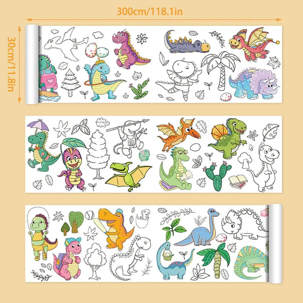 Children's Drawing Roll Sticky Color Filling Paper Graffiti Scroll Coloring Paper Roll For Kids DIY Painting Educational Toys