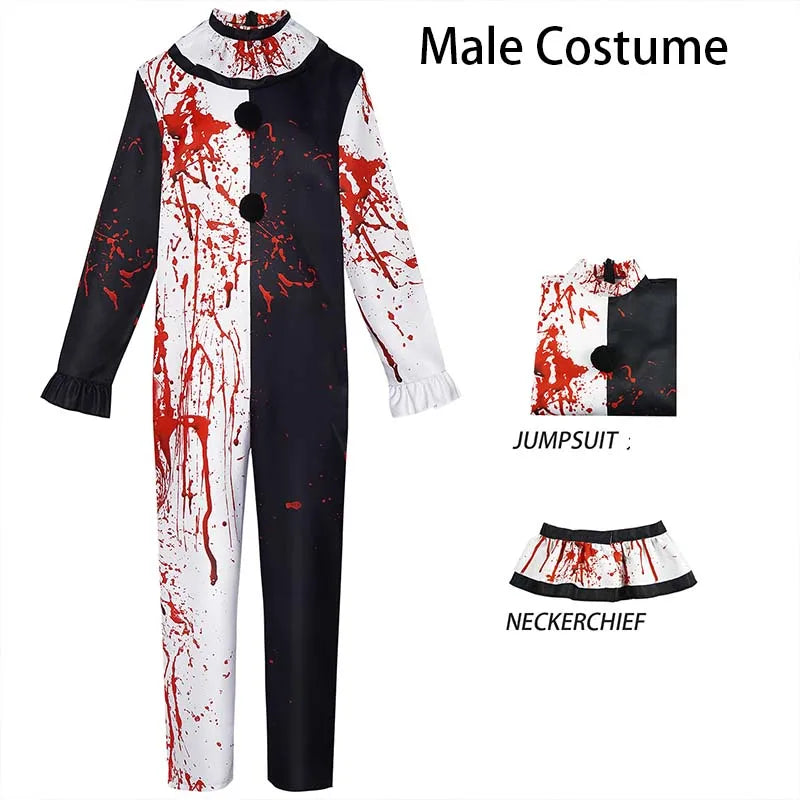 Art The Clown Cosplay Costume ‌Terrifierr 3 Bloody Outfits Killer Clowns Jumpsuits for Halloween Carnival Party Horror Costumes
